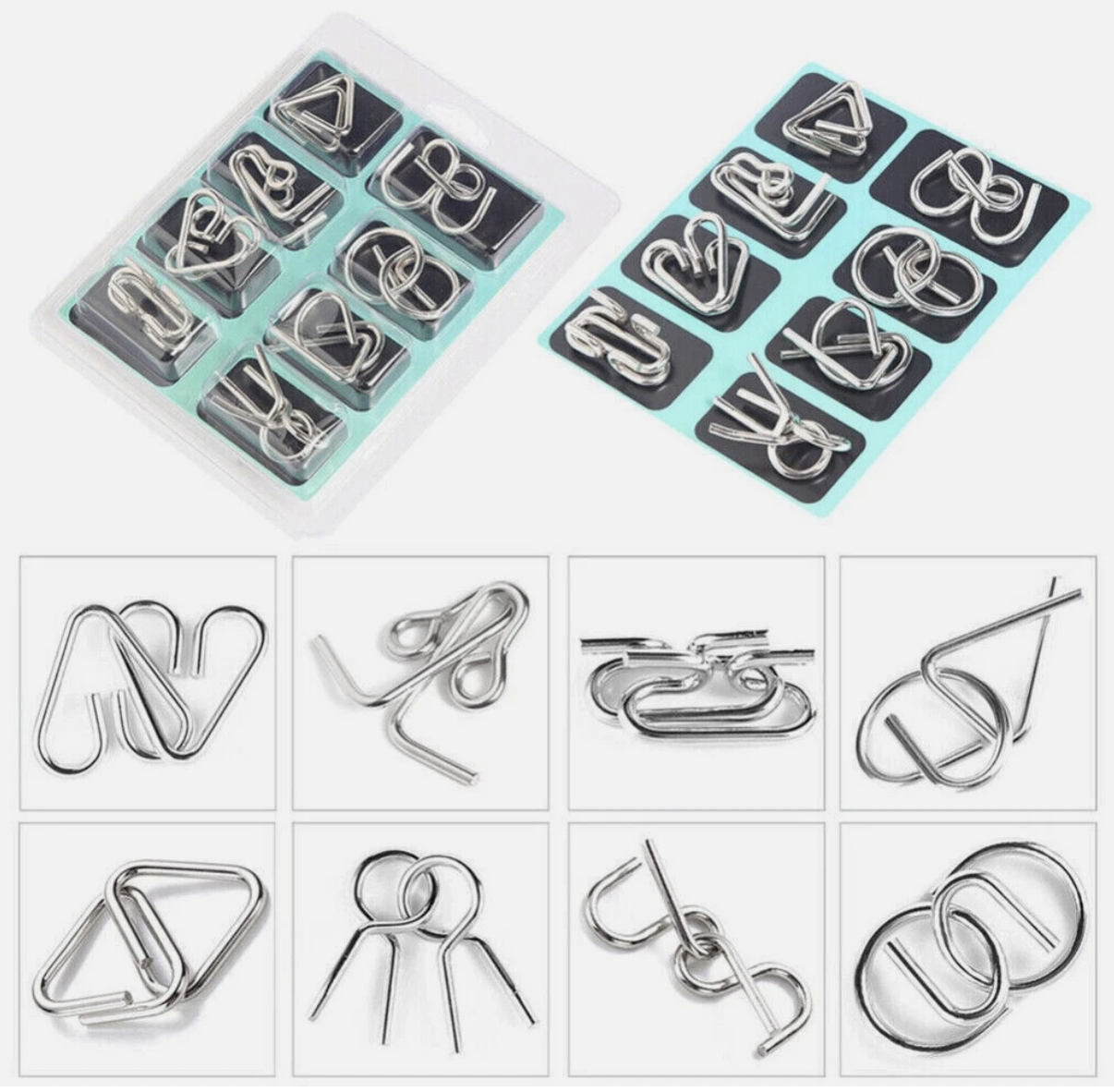 32PCS Classic IQ Metal Puzzle Brain Teaser Disentanglement Wire Puzzles Game Toy