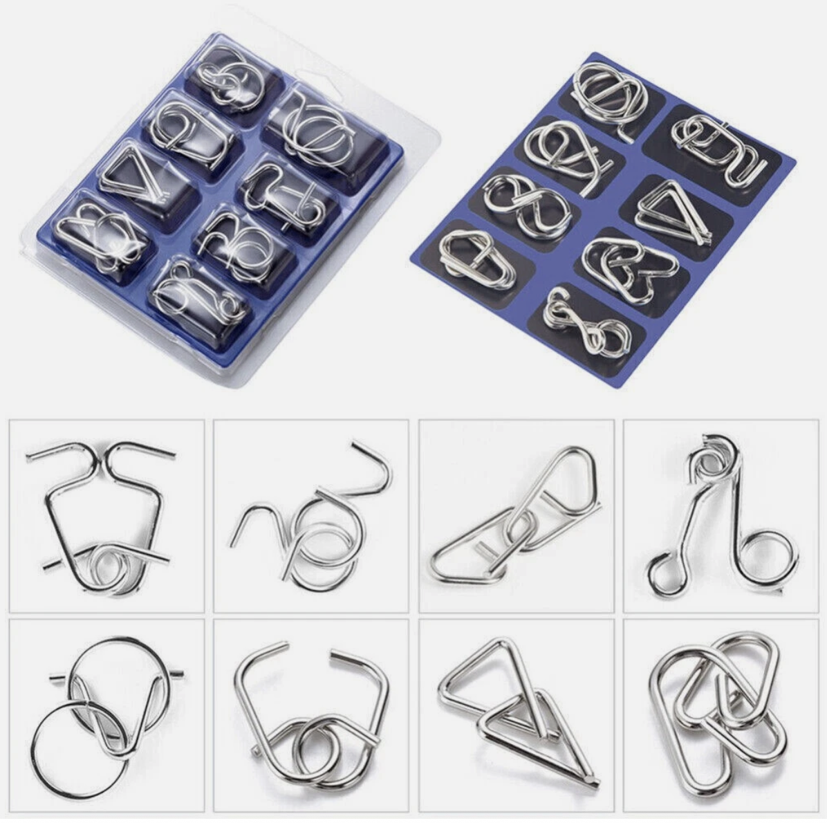 32PCS Classic IQ Metal Puzzle Brain Teaser Disentanglement Wire Puzzles Game Toy