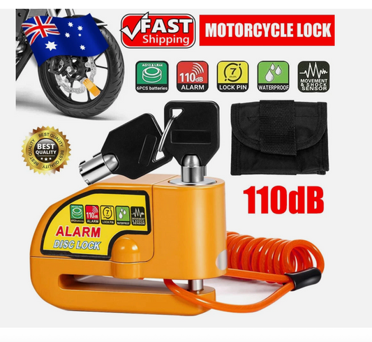 Motorbike Alarm Disc Lock Motorcycle Lock 110db w/ Reminder Cable Electric Lock