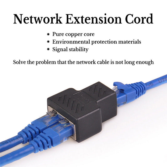 RJ45 Ethernet LAN Network Y Splitter Double Adapter 3 Ports Coupler Connector