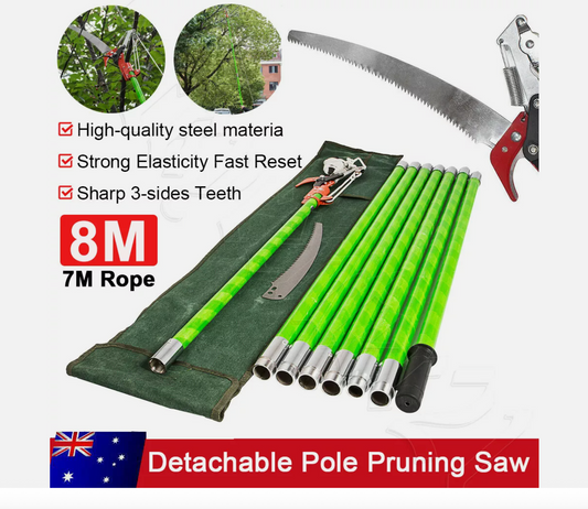 Detachable Pole Pruning Saw 8m Tree Trimmer Saw Shearing Storage Bag Portable