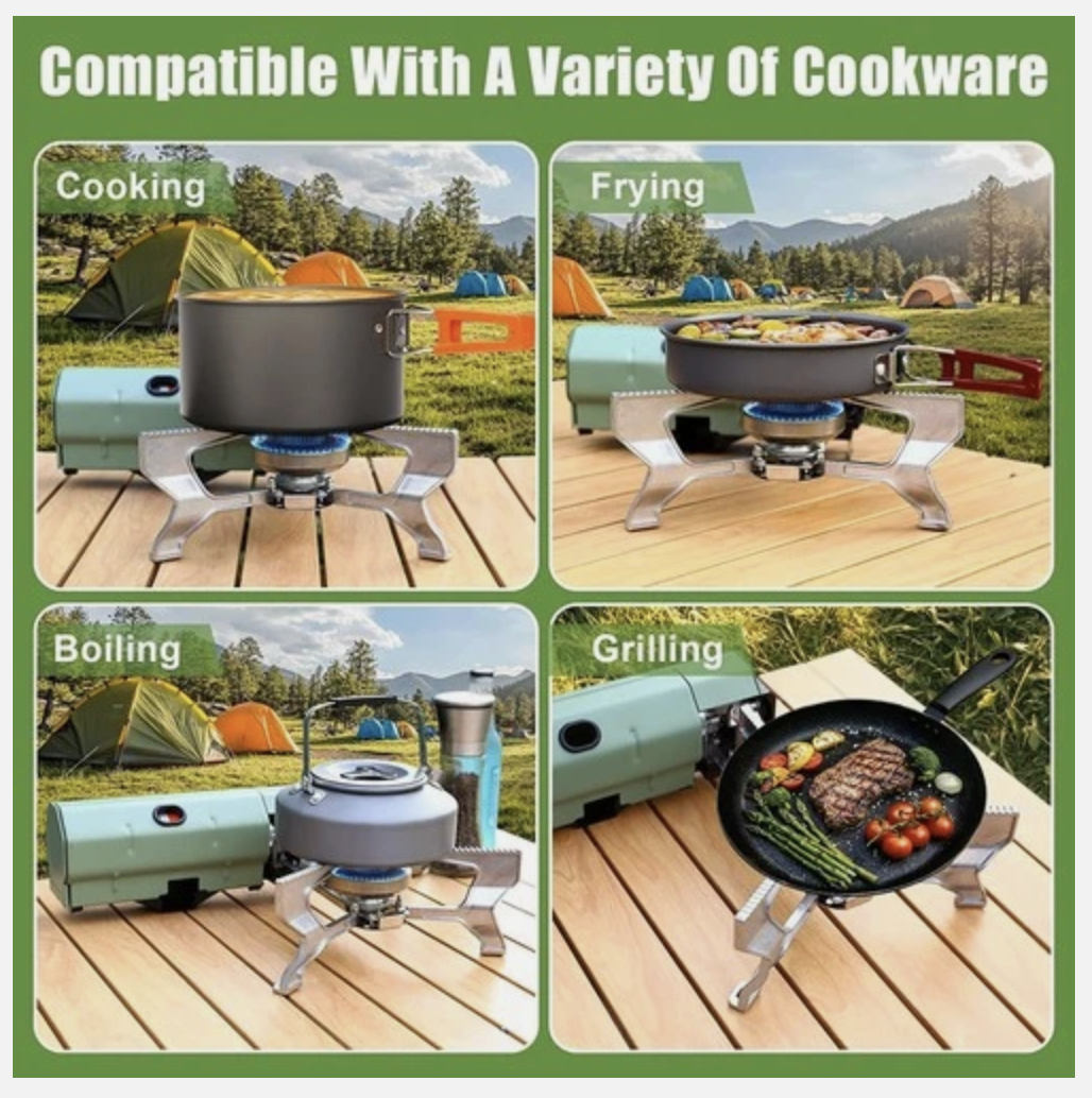 Portable Camping Stove Folding Stove Compact Camp Outdoor 2600W With Carry Bag