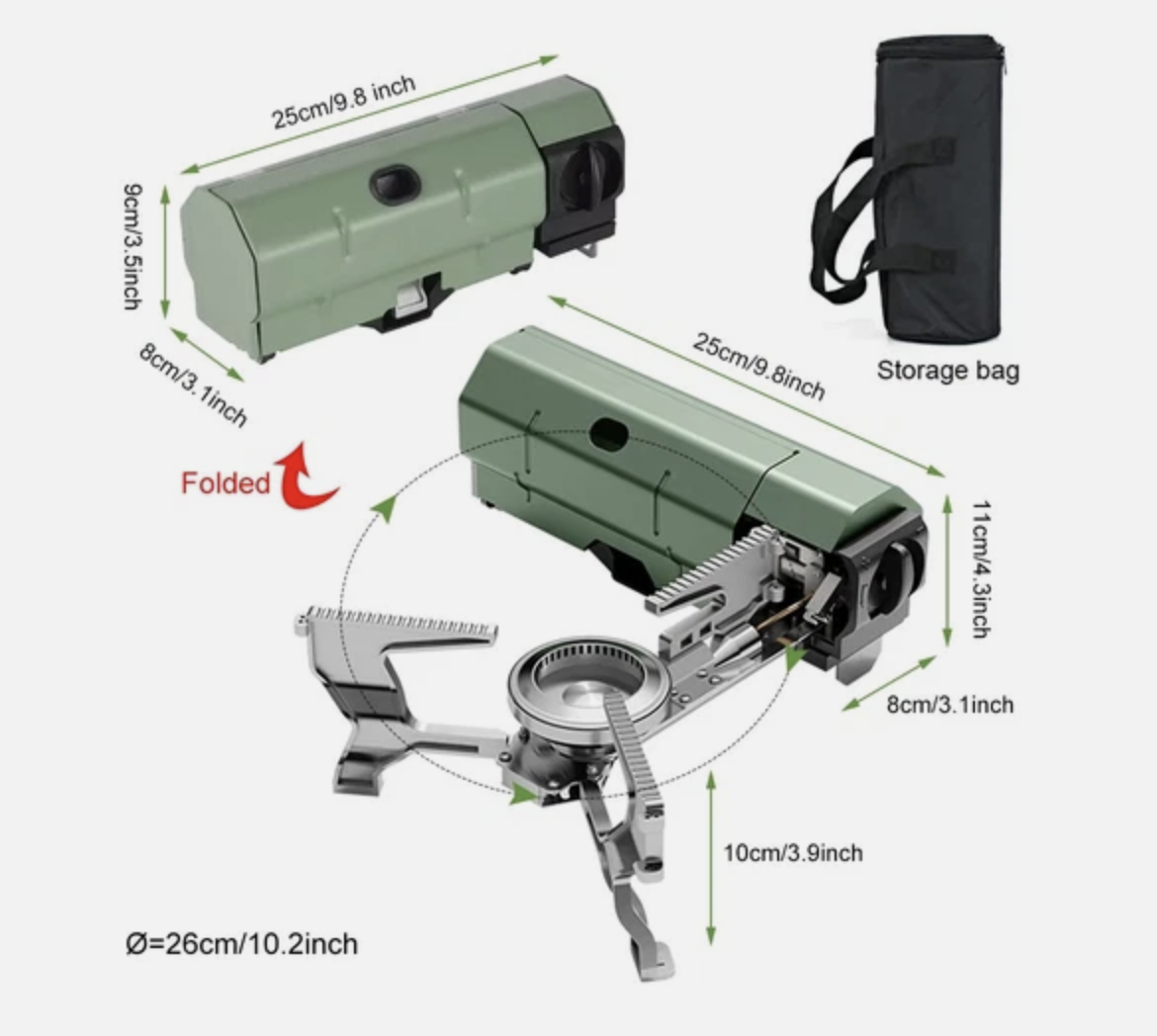 Portable Camping Stove Folding Stove Compact Camp Outdoor 2600W With Carry Bag