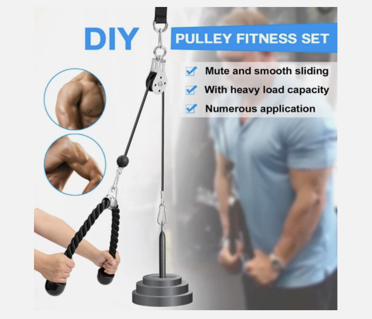 Pulley System Cable Attachment Pull Down Machine DIY Home Gym Workout Kit