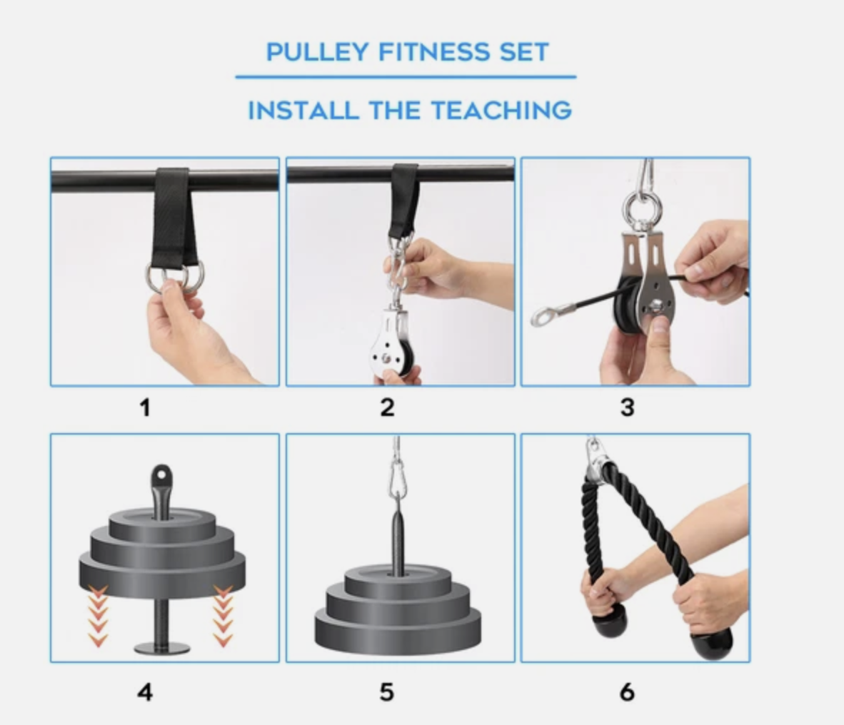 Pulley System Cable Attachment Pull Down Machine DIY Home Gym Workout Kit