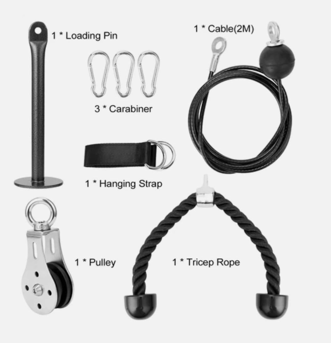 Pulley System Cable Attachment Pull Down Machine DIY Home Gym Workout Kit