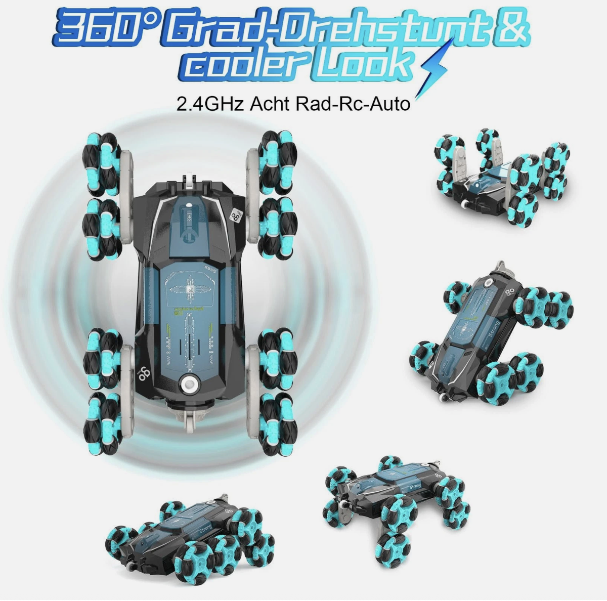 Remote Control Car 8WD RC Stunt Car 2.4Ghz Interference-Free with LED & Music