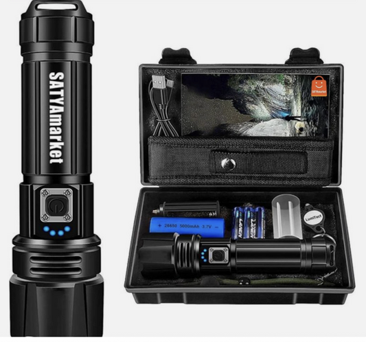 LED Flashlight Super Bright Rechargeable Torch Light Waterproof, USB Charging