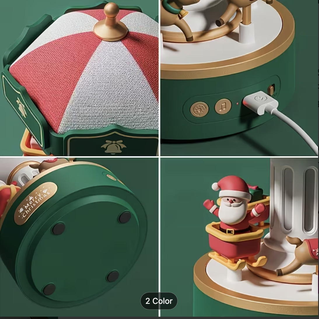 Santa Claus Music Box with Rotating Carousel