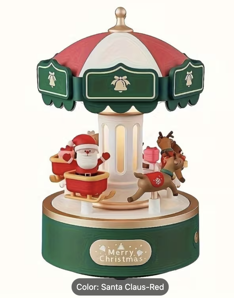 Santa Claus Music Box with Rotating Carousel