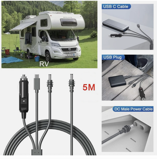 For Starlink Mini Cable 5M Waterproof DC Car Power Cable Adapter 12V-24V