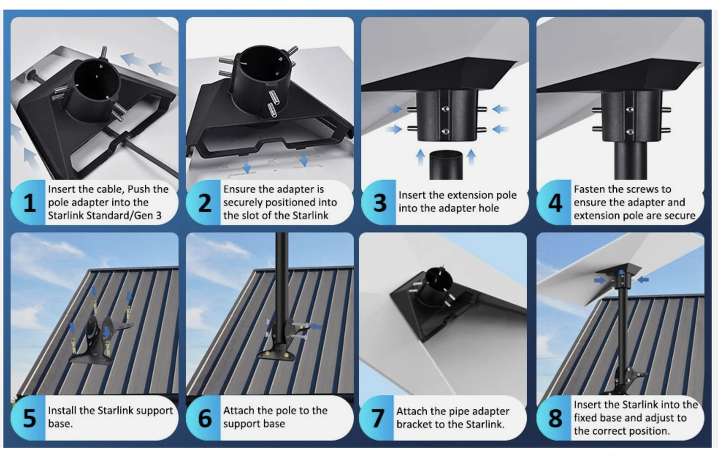 For Starlink Roof Mount Gen 3, 180° Adjustable Starlink Pivot Mount, Heavy Duty