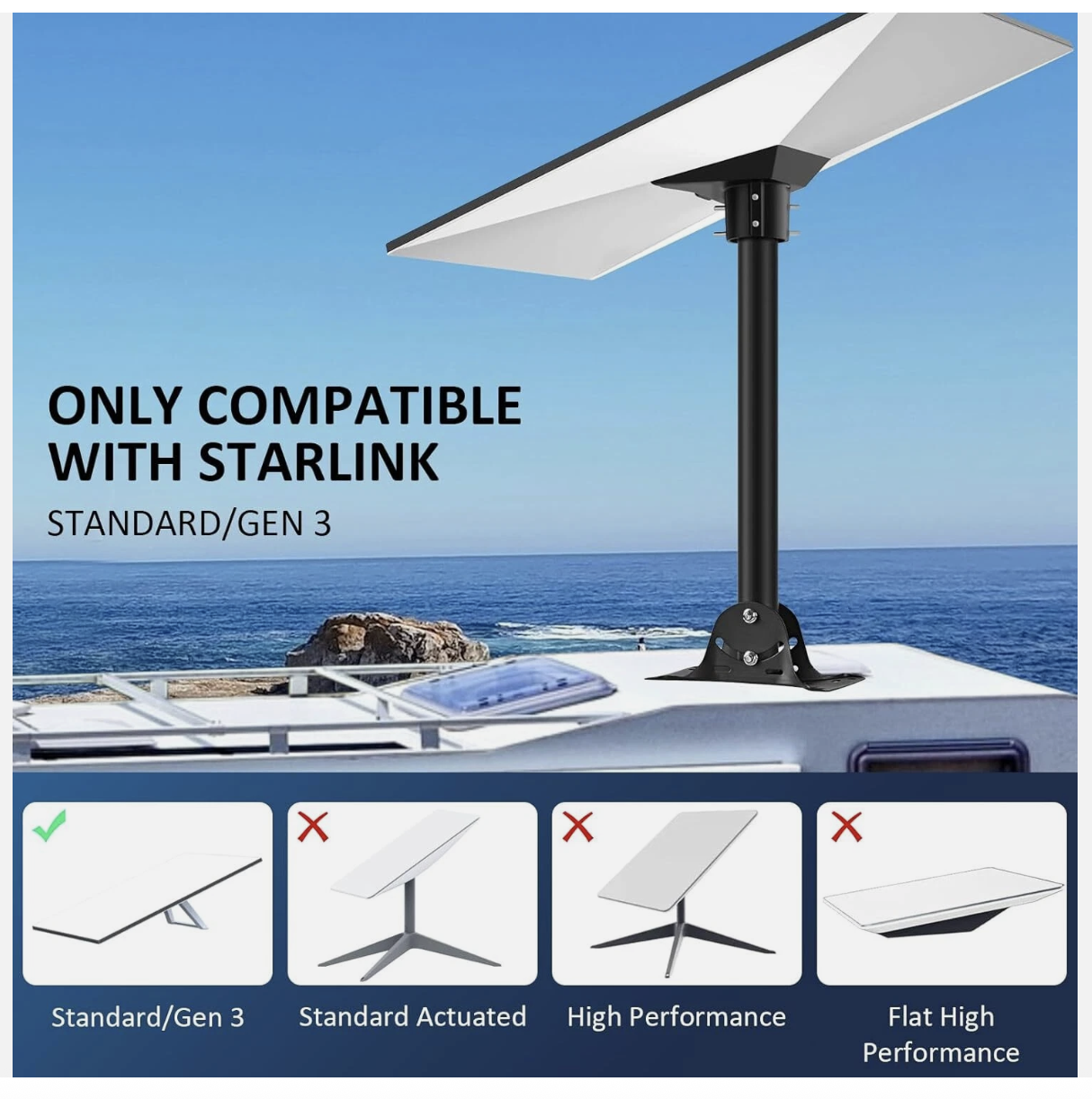 For Starlink Roof Mount Gen 3, 180° Adjustable Starlink Pivot Mount, Heavy Duty