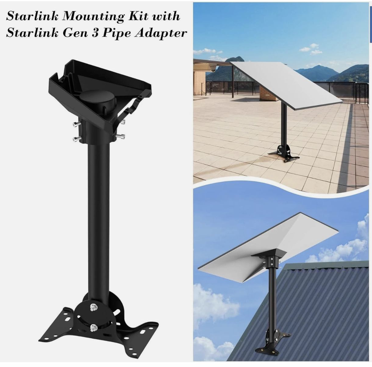 For Starlink Roof Mount Gen 3, 180° Adjustable Starlink Pivot Mount, Heavy Duty