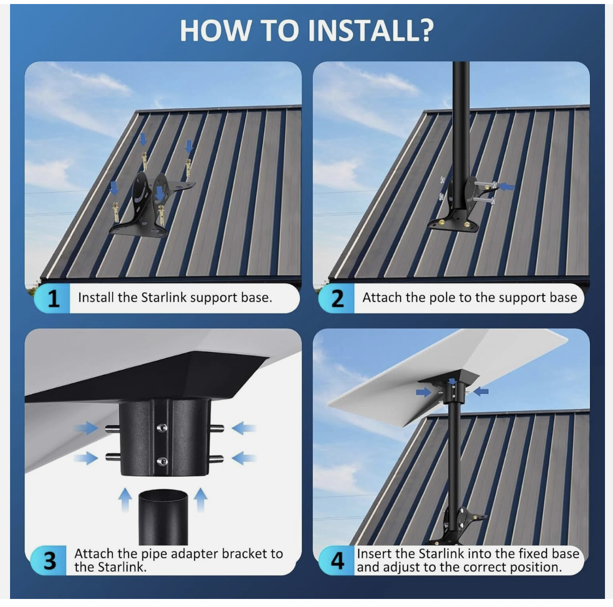 For Starlink Roof Mount Gen 3, 180° Adjustable Starlink Pivot Mount, Heavy Duty