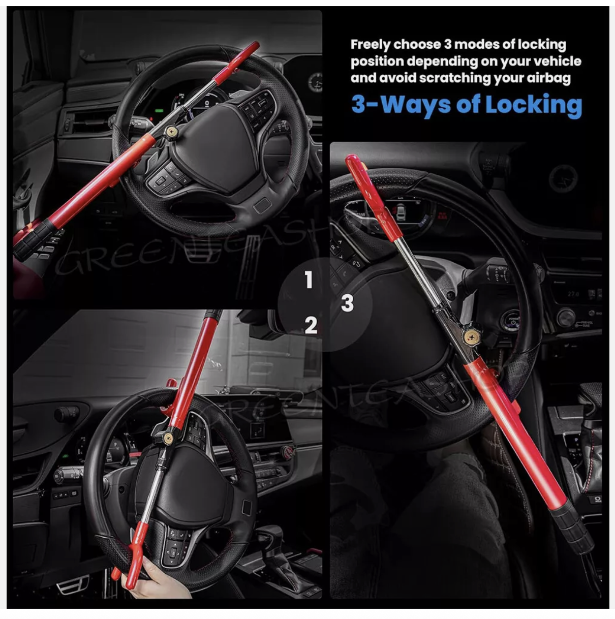 Steering Wheel Lock The Club Twin Hooks Anti Theft Universal Car Van Truck SUV