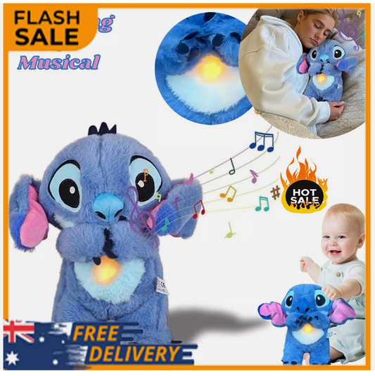 Stitch Breathing Musical Soothing Doll Sleep Toys Anxiety Relief Plush Toy Gift