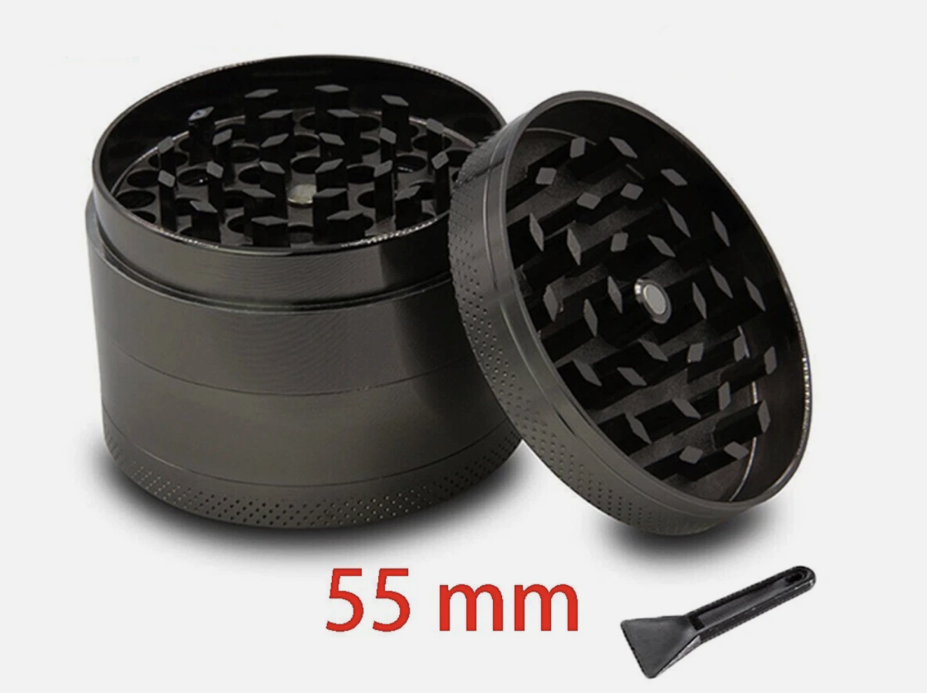 55mm DIA 4 Layer Metal Zinc Alloy Herb Tobacco Grinder Hand Muller Smoke Crusher