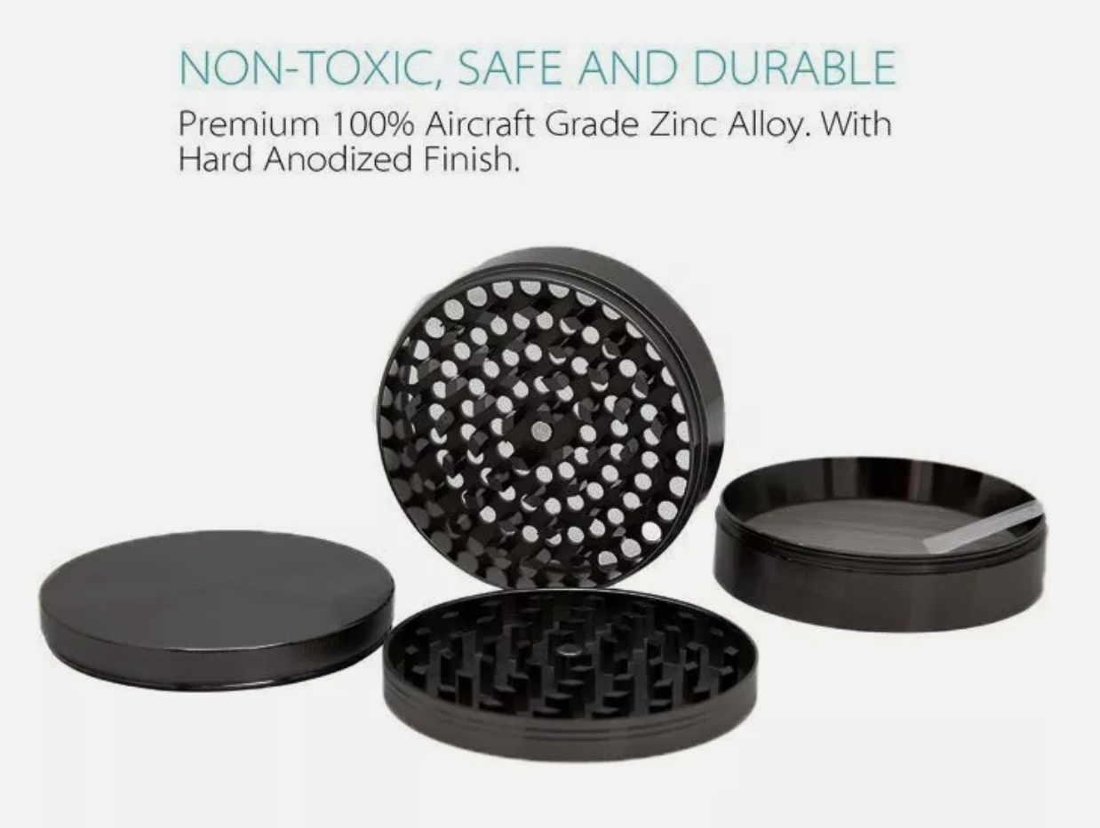 55mm DIA 4 Layer Metal Zinc Alloy Herb Tobacco Grinder Hand Muller Smoke Crusher