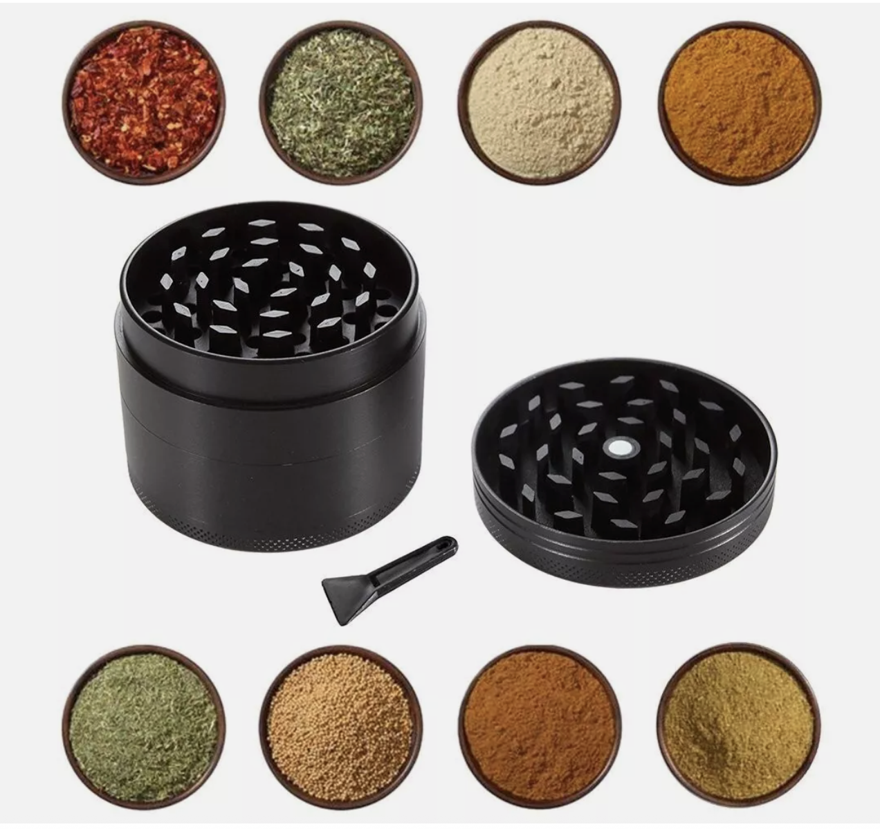 55mm DIA 4 Layer Metal Zinc Alloy Herb Tobacco Grinder Hand Muller Smoke Crusher