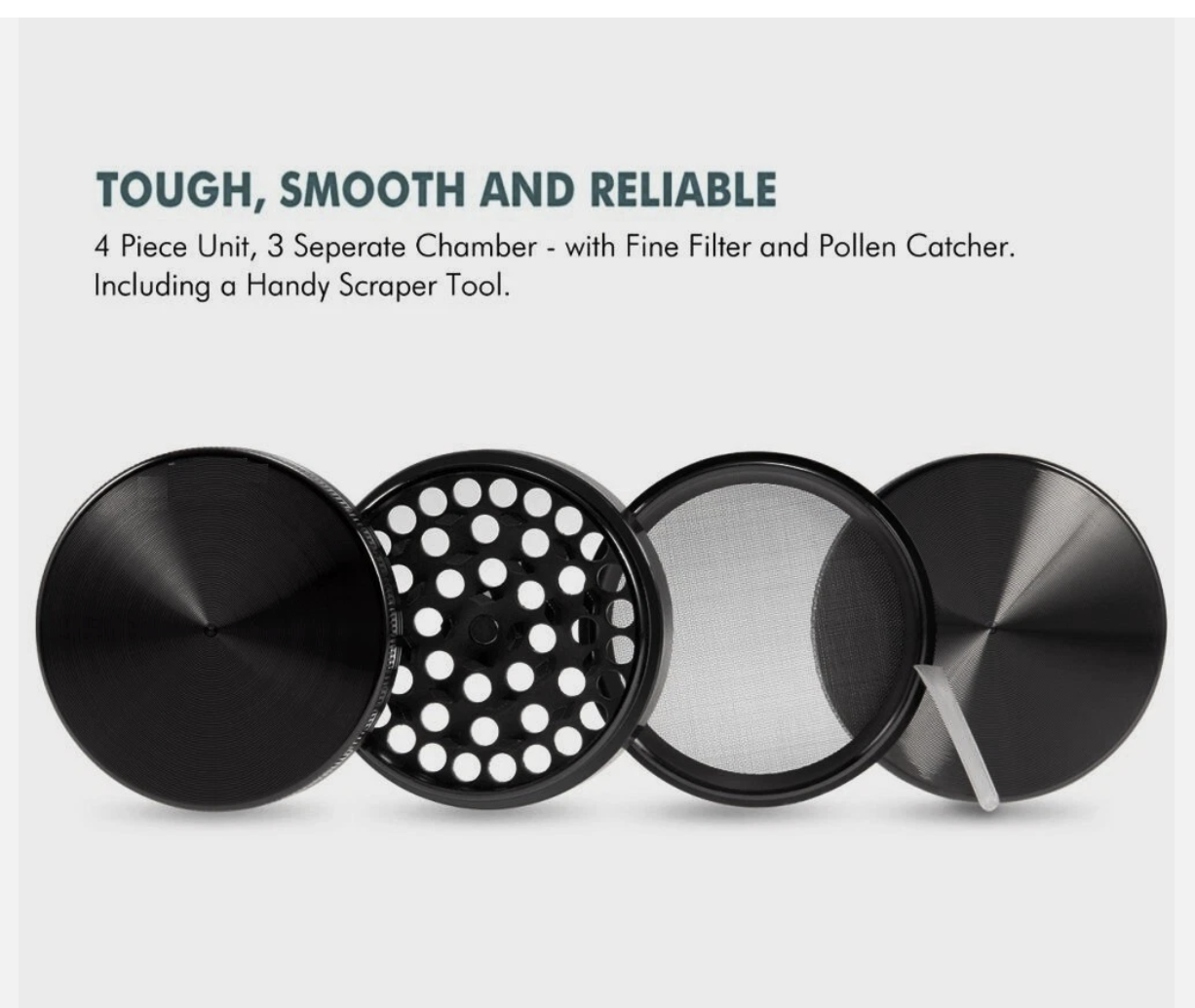 55mm DIA 4 Layer Metal Zinc Alloy Herb Tobacco Grinder Hand Muller Smoke Crusher