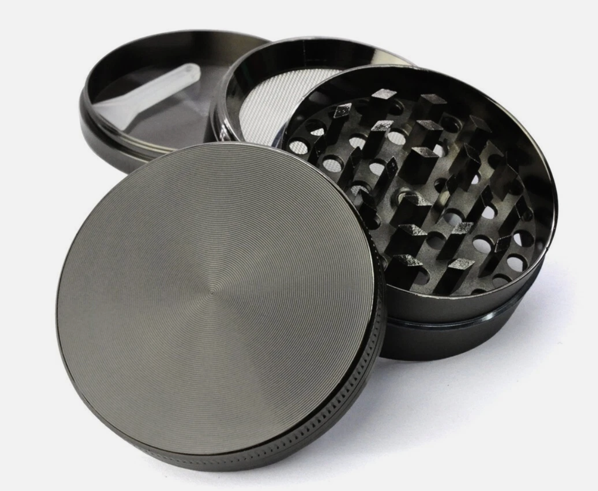 55mm DIA 4 Layer Metal Zinc Alloy Herb Tobacco Grinder Hand Muller Smoke Crusher