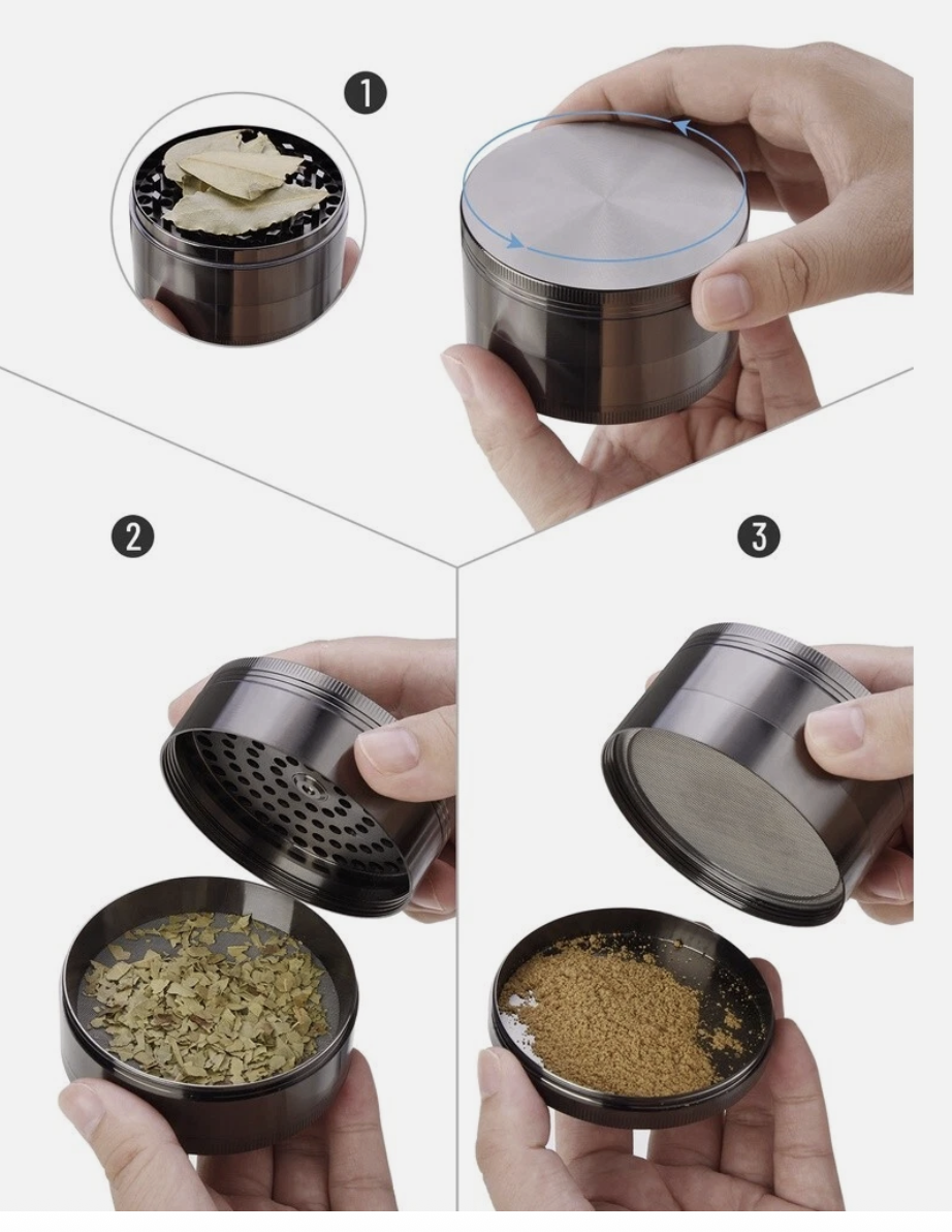 55mm DIA 4 Layer Metal Zinc Alloy Herb Tobacco Grinder Hand Muller Smoke Crusher