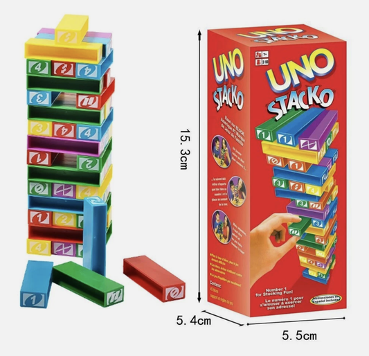 UNO Stacko Stacking Puzzle Tower Game Party Family Kids Interactive Fun Play Toy