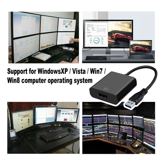 USB 3.0 to HDMI Cable Converter Display Graphic Adapter For Laptop PC HD 1080P
