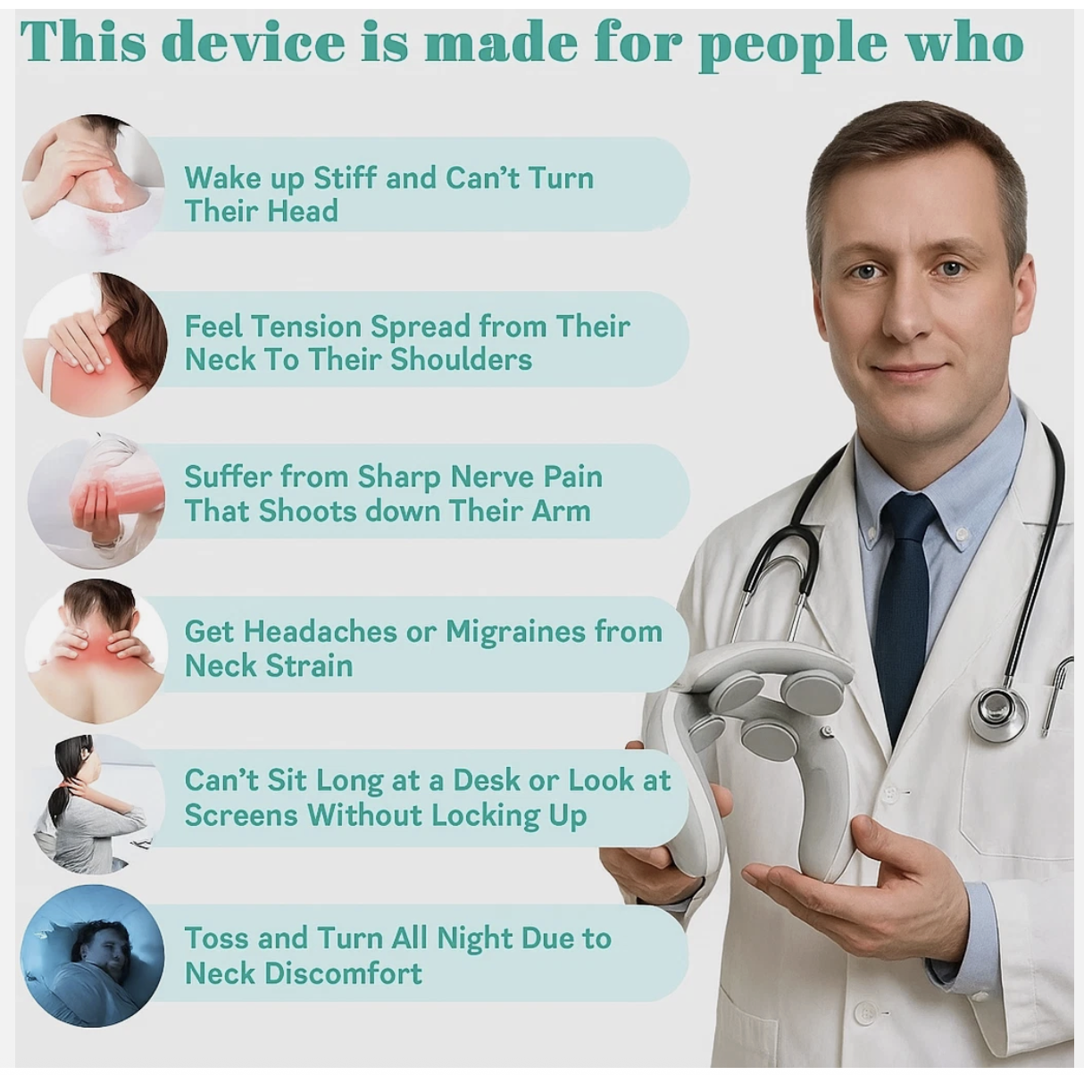 Vitality MagicPro 2.0 Neck Massager with 6 Vibration Modes & 14 Intensity Levels