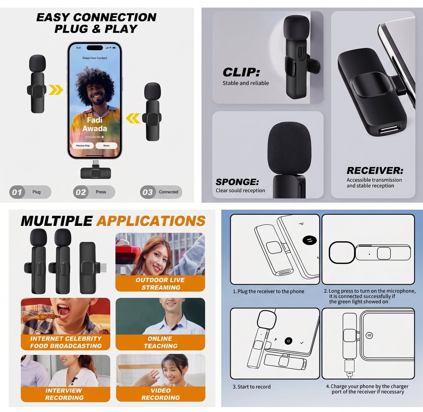 Wireless USB-C Lavalier Microphone for Phones – Vlog & Live Streaming