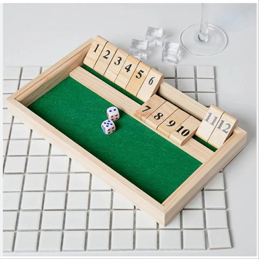 Wooden Shut 12 Number The Box Dice Game Board Set Family Pub Bar Board Game