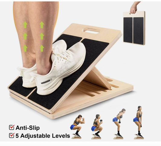 Adjustable Non-Slip Wooden Slant Board Incline Calf Stretcher for Gym Exercise