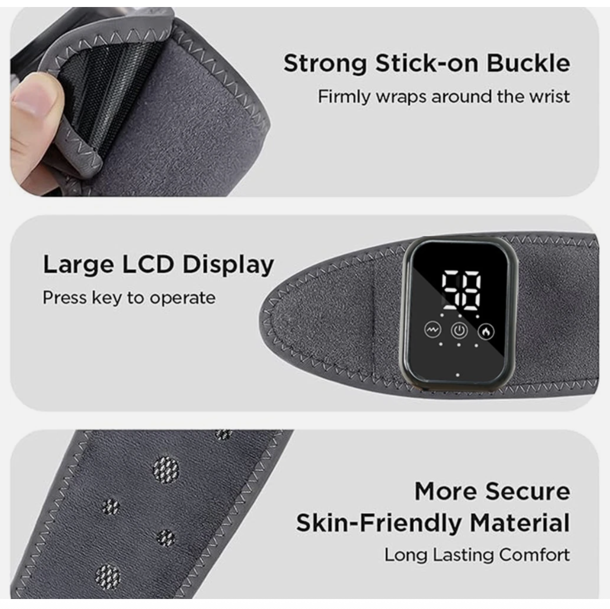Cordless Wrist Heating Pad with Massage Carpal Tunnel Relief with 3 Vibrations