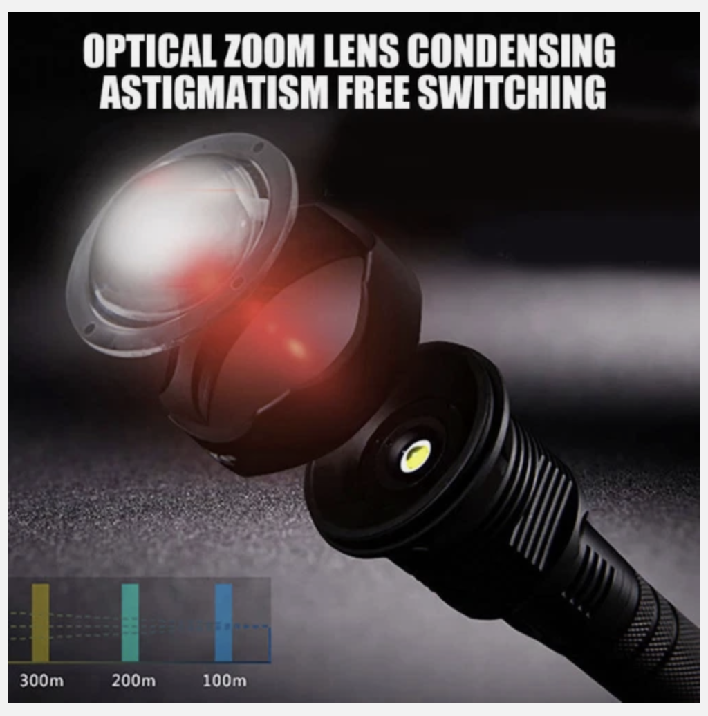 20W LED Military Torch USB Rechargeable Tactical Flashlight