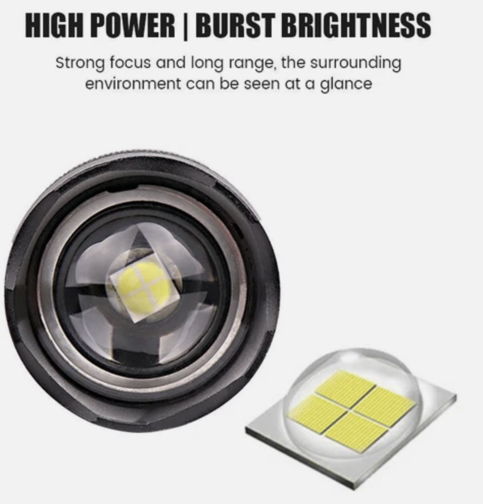 20W LED Military Torch USB Rechargeable Tactical Flashlight