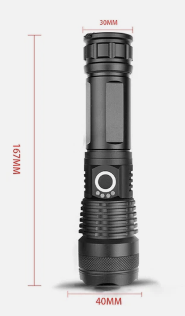 20W LED Military Torch USB Rechargeable Tactical Flashlight