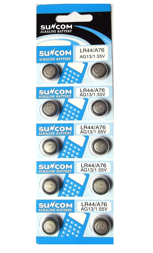 AG13 LR44 SR44 L1154 357 A76 BATTERIES ALKALINE BUTTON COIN CELLS (PACK OF 10)