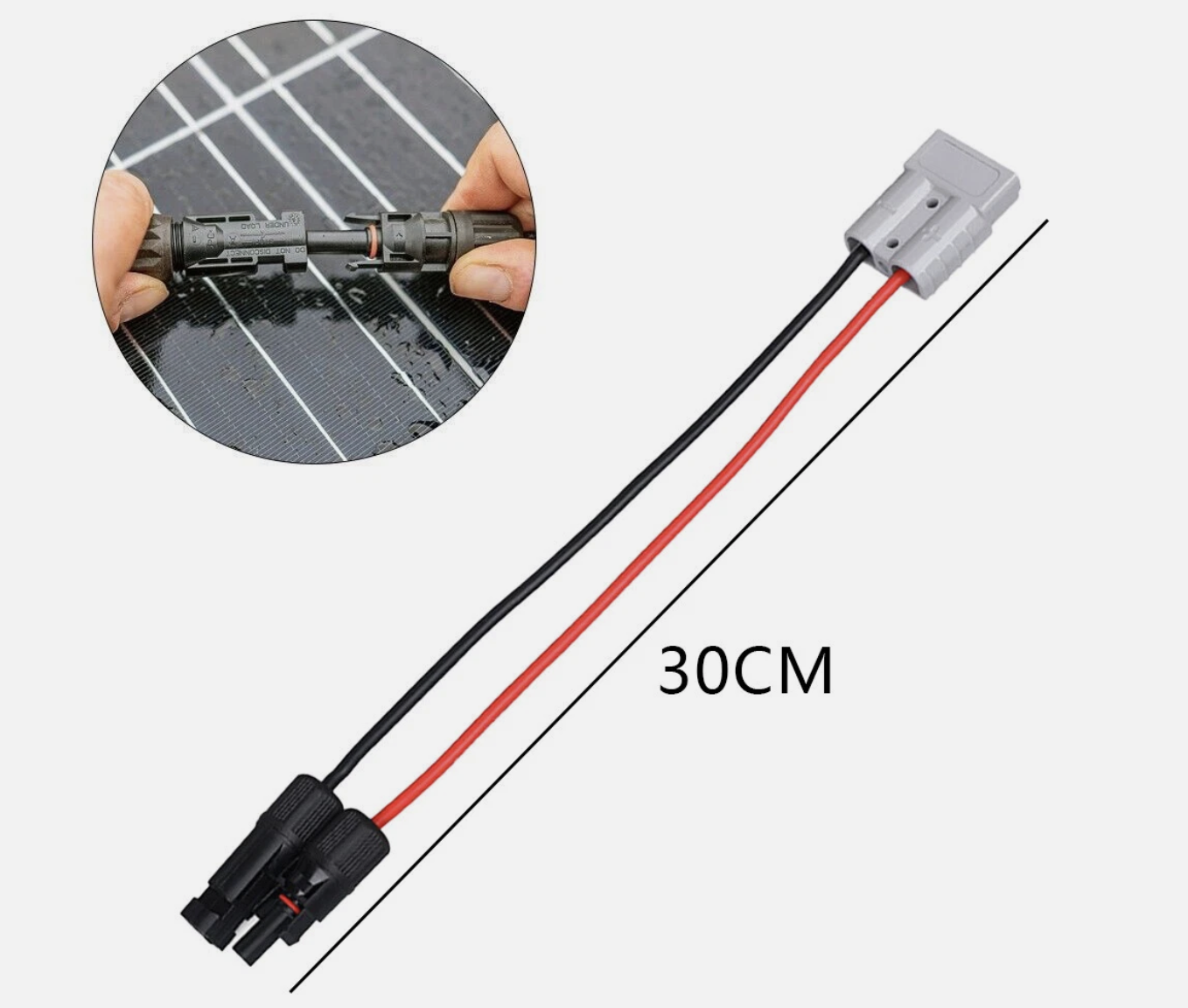 50 AMP ANDERSON PLUG TO SOLAR PANEL CABLE WIRING Y ADAPTOR CONNECTOR 30CM