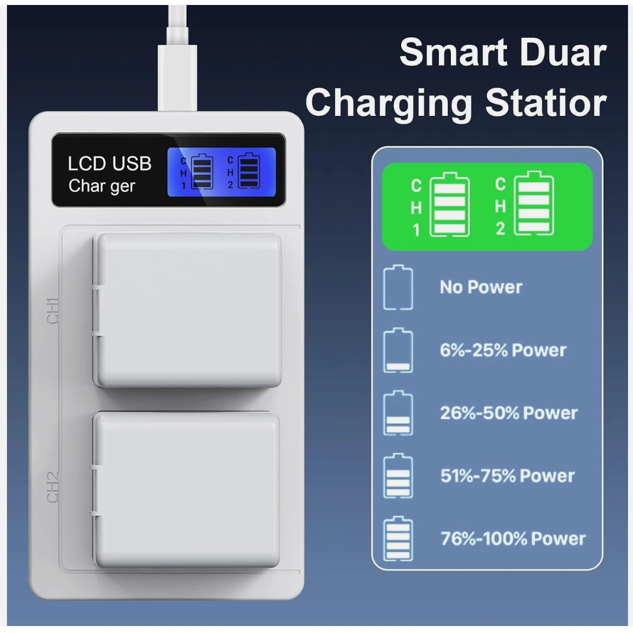 LCD Battery Charger Station for Arlo Pro 5S/Pro 4/Pro 3/ Arlo Ultra/Ultra 2
