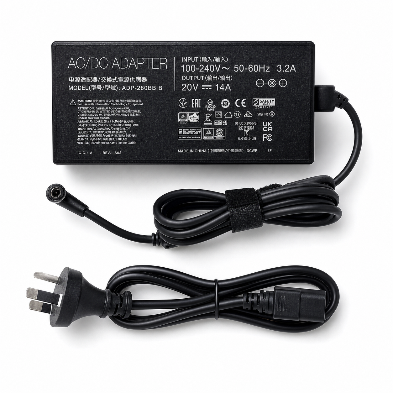Compatible 280W laptop AC power adapter with power cords