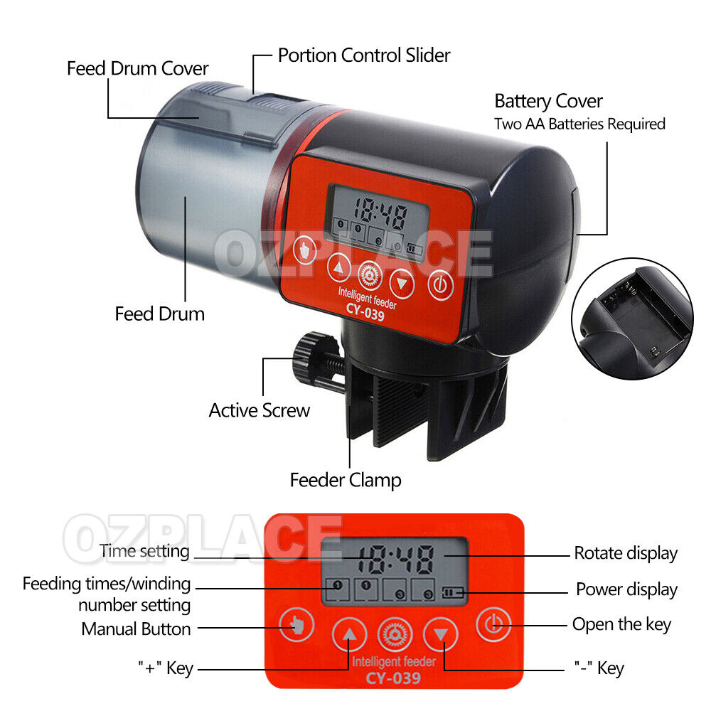Automatic Fish Food Feeder Auto LCD Dispenser Feeding Timer Aquarium Tank Pond