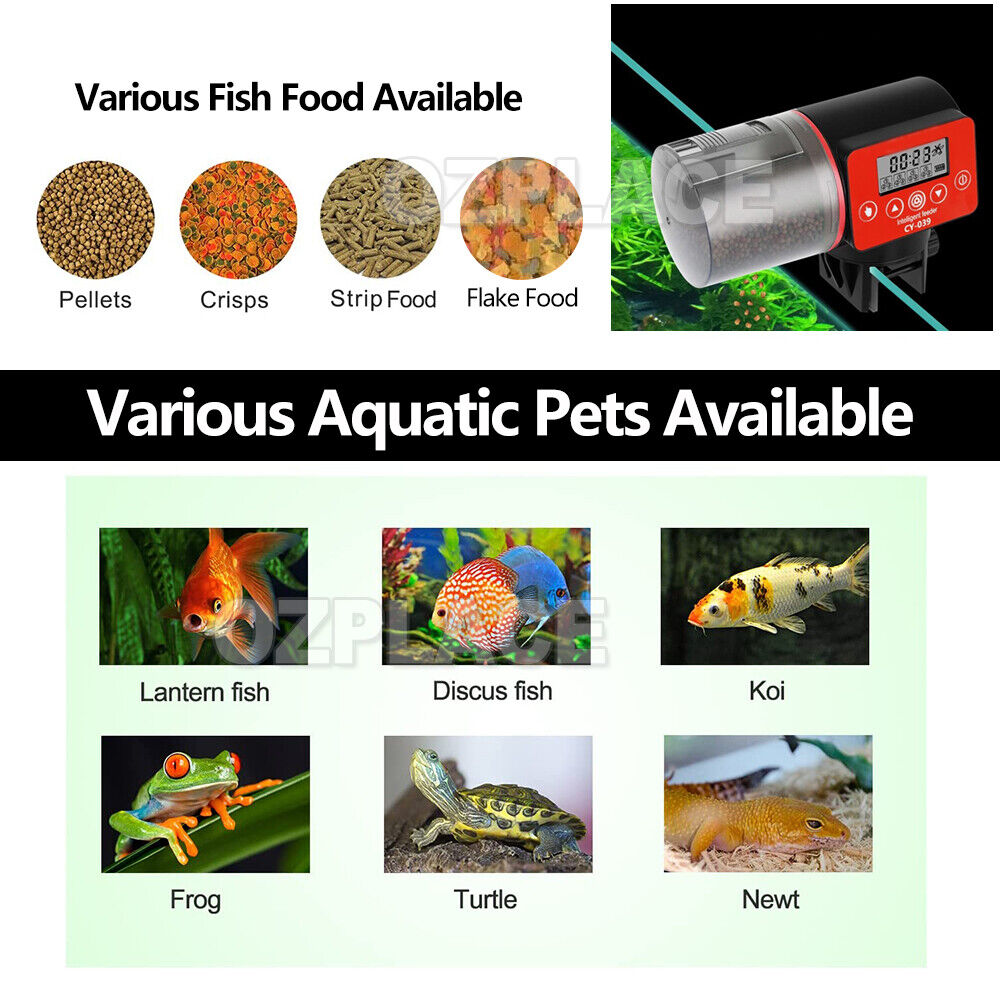 Automatic Fish Food Feeder Auto LCD Dispenser Feeding Timer Aquarium Tank Pond