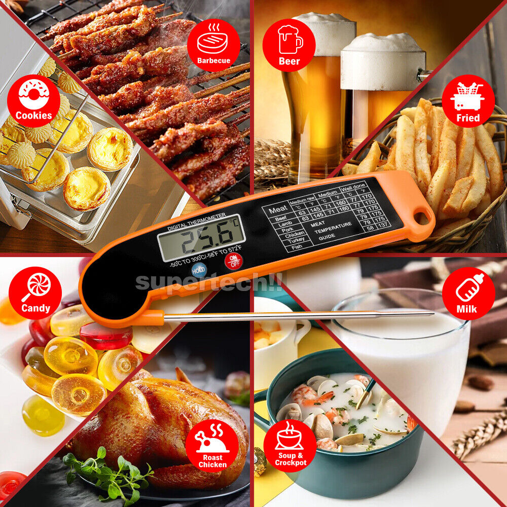 Foldable Digital Thermometer Probe Temperature Kitchen Cooking Food BBQ Meat Jam
