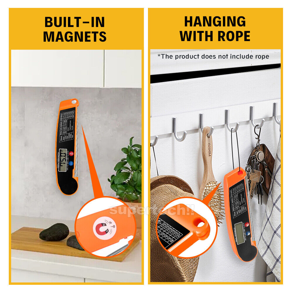 Foldable Digital Thermometer Probe Temperature Kitchen Cooking Food BBQ Meat Jam