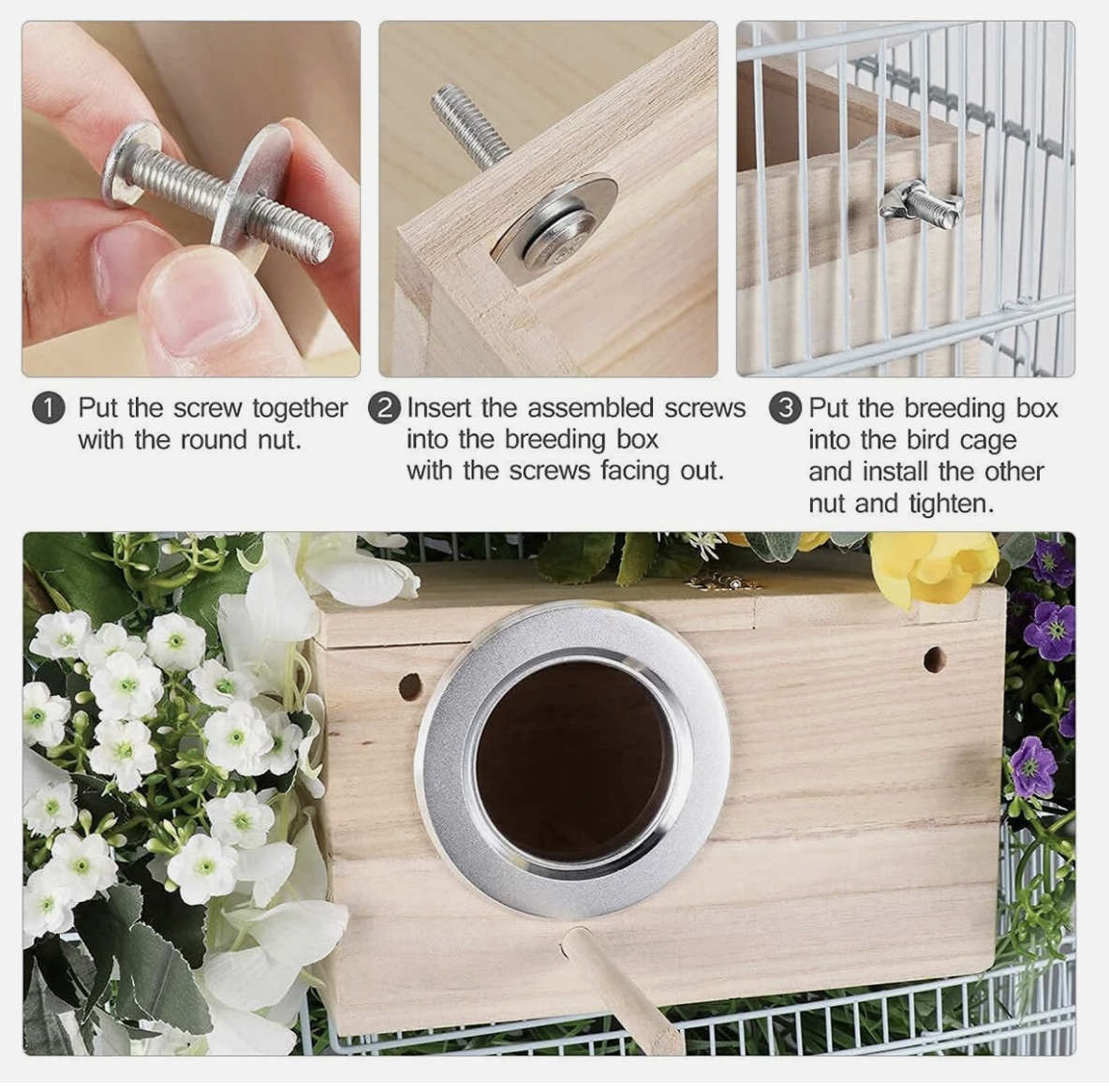 Wooden Right Opening Parrot Breeding Box Hatching Nesting Pet Cage for Birds