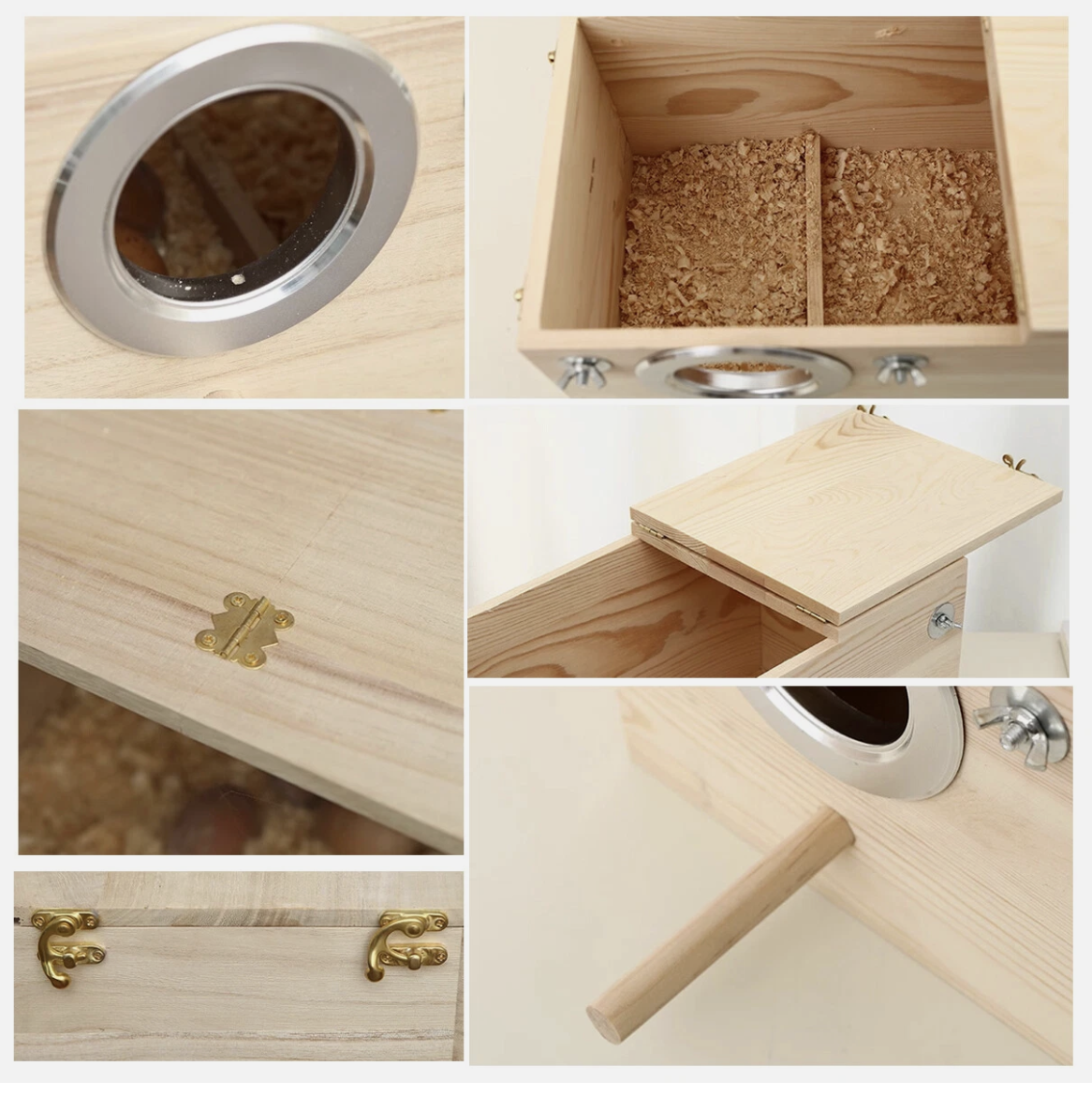 Wooden Right Opening Parrot Breeding Box Hatching Nesting Pet Cage for Birds