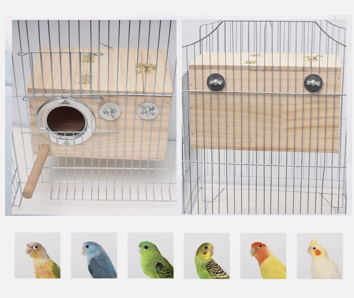 Wooden Right Opening Parrot Breeding Box Hatching Nesting Pet Cage for Birds
