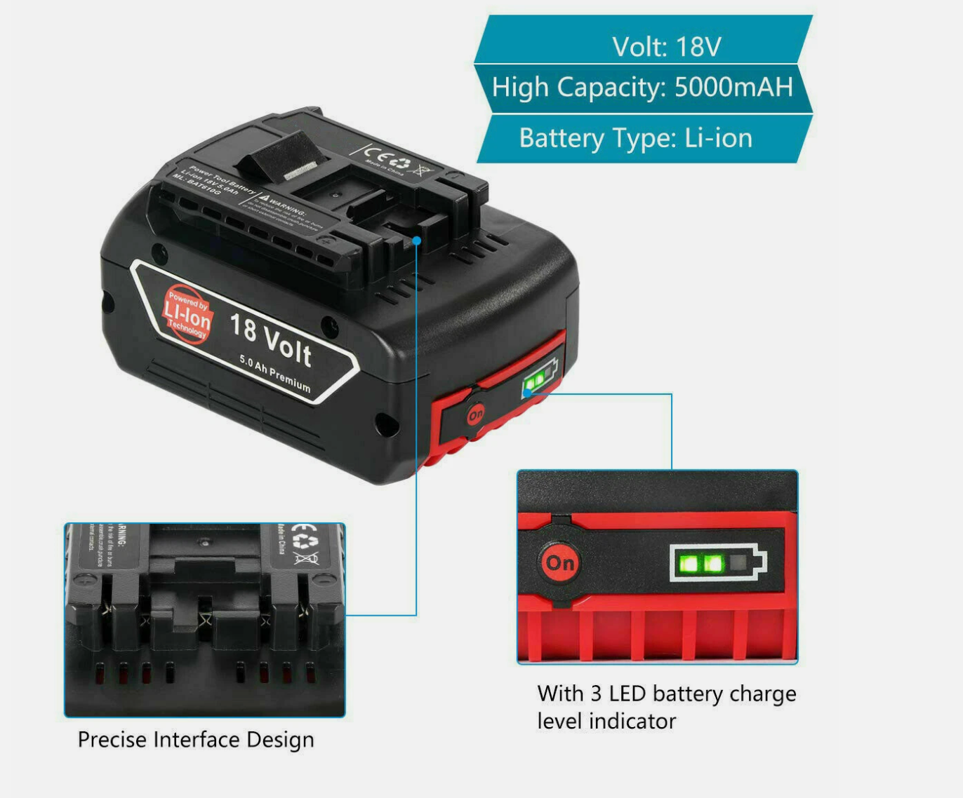 5.0Ah 18V Battery for Bosch BAT609 BAT618 | NZ Stock