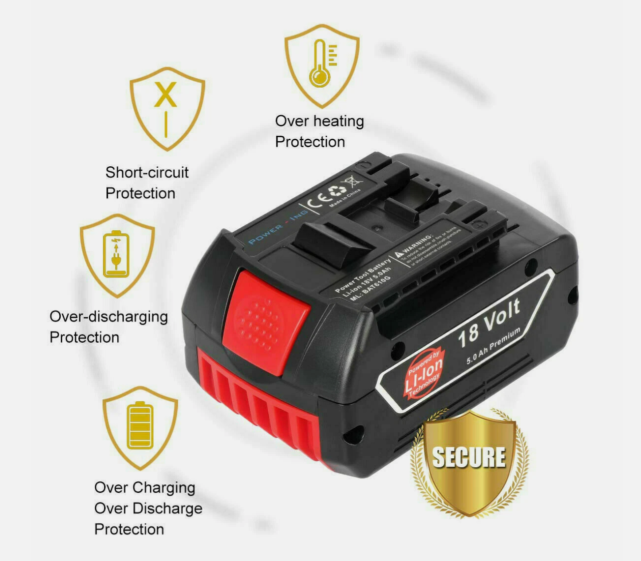 5.0Ah 18V Battery for Bosch BAT609 BAT618 | NZ Stock